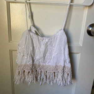 White Floral Crop Top